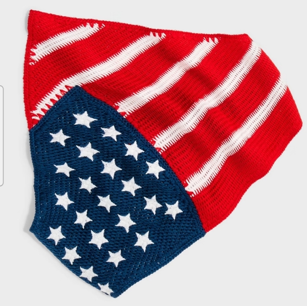 American Flag Knit Hair Headwrap - Red/White/Blue
